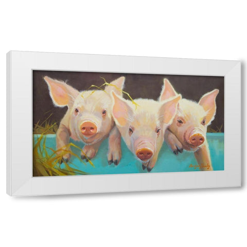 Life as a Pig I White Modern Wood Framed Art Print by Hawley, Carolyne
