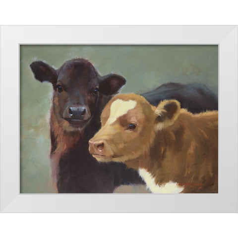 Farm Pals II White Modern Wood Framed Art Print by Hawley, Carolyne