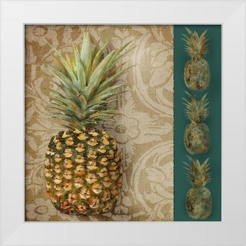 Pineapple Welcome I White Modern Wood Framed Art Print by Reynolds, Jade