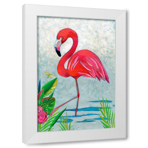 Custom Vivid Flamingo I White Modern Wood Framed Art Print by Zarris, Chariklia
