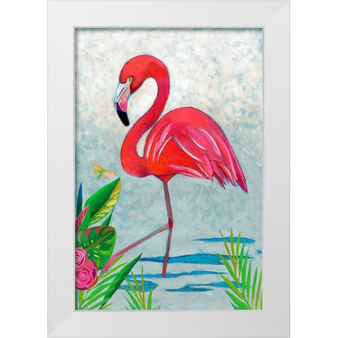 Custom Vivid Flamingo I White Modern Wood Framed Art Print by Zarris, Chariklia