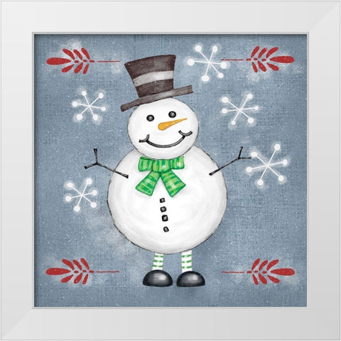 Folksy Christmas II White Modern Wood Framed Art Print by Zarris, Chariklia