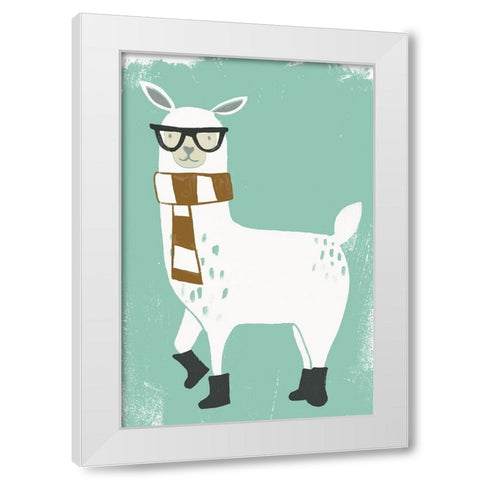 Bundle Up Llama II White Modern Wood Framed Art Print by Vess, June Erica