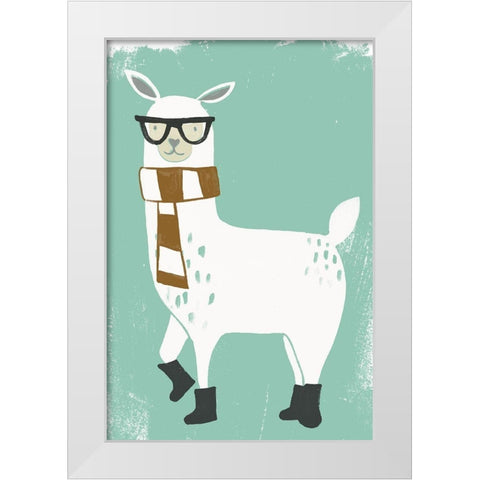 Bundle Up Llama II White Modern Wood Framed Art Print by Vess, June Erica
