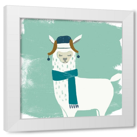 Bundle Up Llama III White Modern Wood Framed Art Print by Vess, June Erica