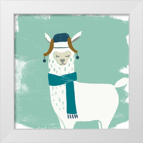 Bundle Up Llama III White Modern Wood Framed Art Print by Vess, June Erica