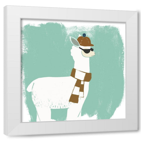 Bundle Up Llama IV White Modern Wood Framed Art Print by Vess, June Erica