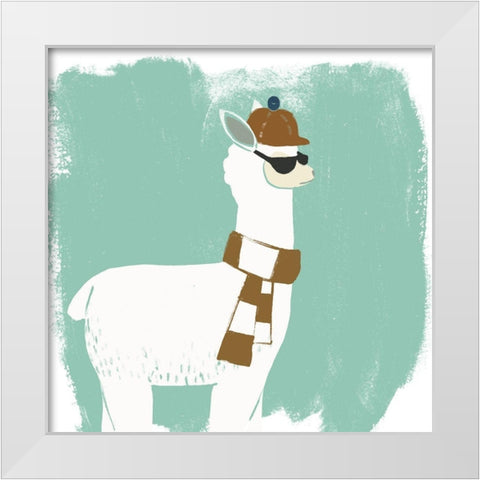 Bundle Up Llama IV White Modern Wood Framed Art Print by Vess, June Erica