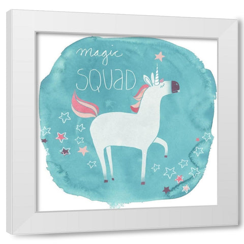 Magic Unicorn Squad III White Modern Wood Framed Art Print by Vess, June Erica