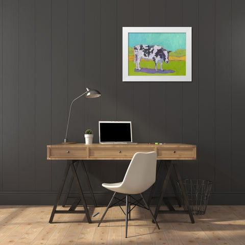Pasture Cow I White Modern Wood Framed Art Print by Young, Carol