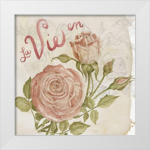 Rose Romance II White Modern Wood Framed Art Print by Parker, Jennifer Paxton