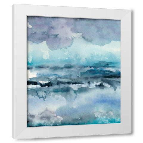 Blue Tide I White Modern Wood Framed Art Print by Zarris, Chariklia