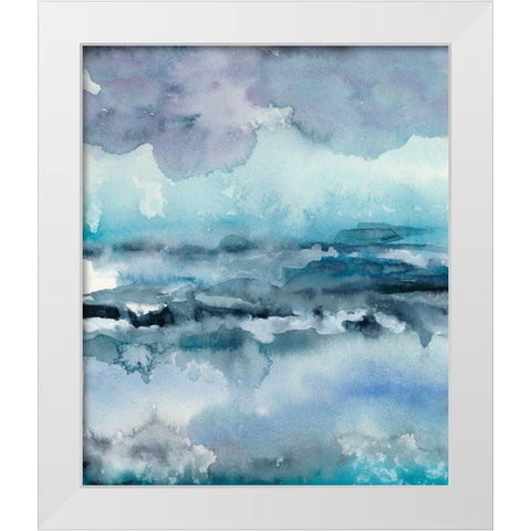 Blue Tide I White Modern Wood Framed Art Print by Zarris, Chariklia