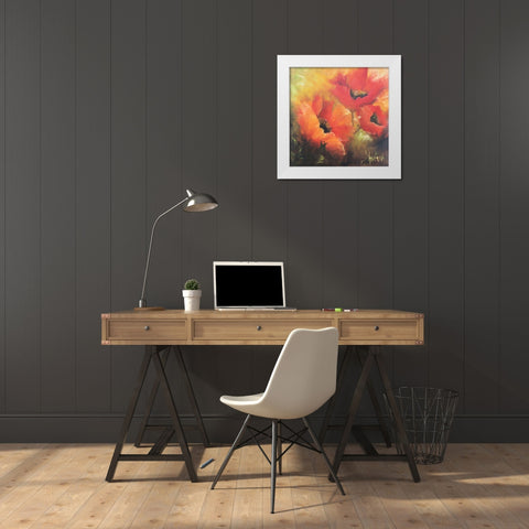 En Rojos White Modern Wood Framed Art Print by Herrera, Leticia