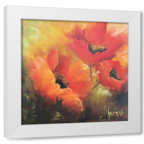 En Rojos White Modern Wood Framed Art Print by Herrera, Leticia