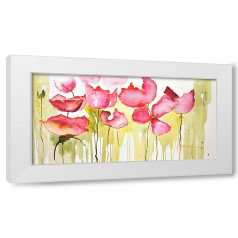 Horizontal Flores I White Modern Wood Framed Art Print by Herrera, Leticia