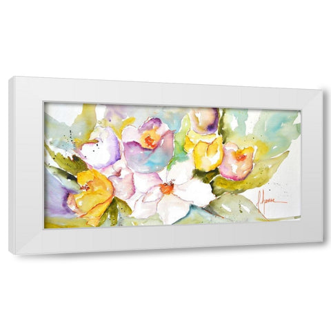 Horizontal Flores IV White Modern Wood Framed Art Print by Herrera, Leticia
