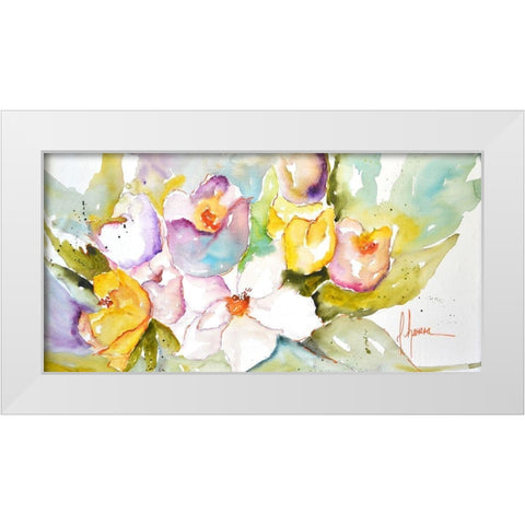 Horizontal Flores IV White Modern Wood Framed Art Print by Herrera, Leticia