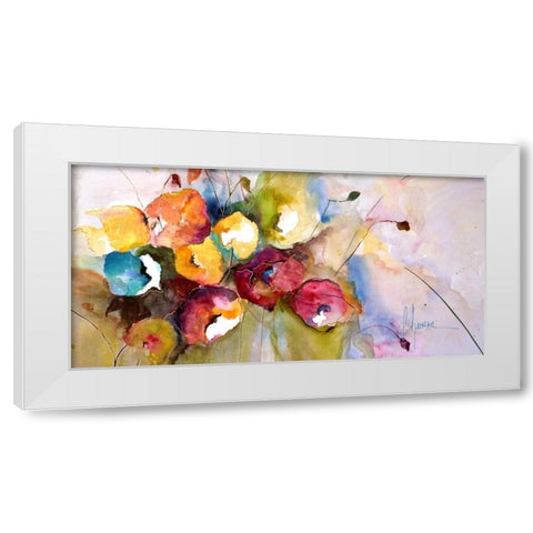 Horizontal Flores V White Modern Wood Framed Art Print by Herrera, Leticia