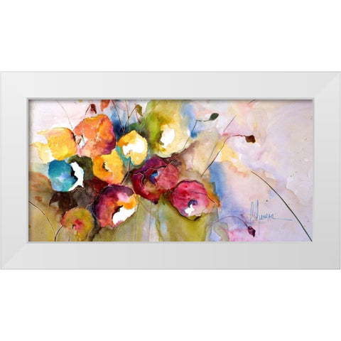 Horizontal Flores V White Modern Wood Framed Art Print by Herrera, Leticia