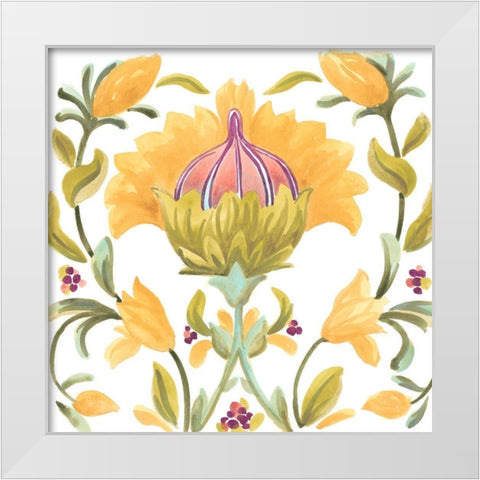 Abbey Floral Tiles V White Modern Wood Framed Art Print by Vess, June Erica