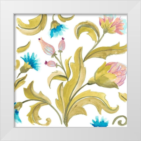 Abbey Floral Tiles IX White Modern Wood Framed Art Print by Vess, June Erica