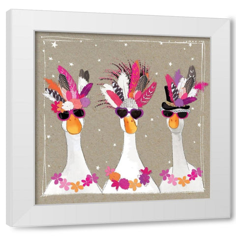 Fancy Pants Bird III White Modern Wood Framed Art Print by Gower, Hammond
