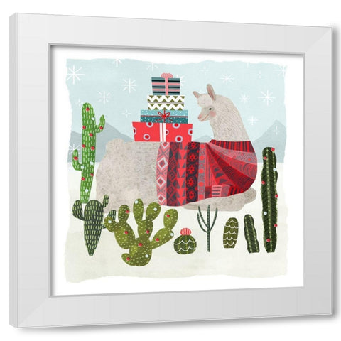 Holiday Llama III White Modern Wood Framed Art Print by Borges, Victoria