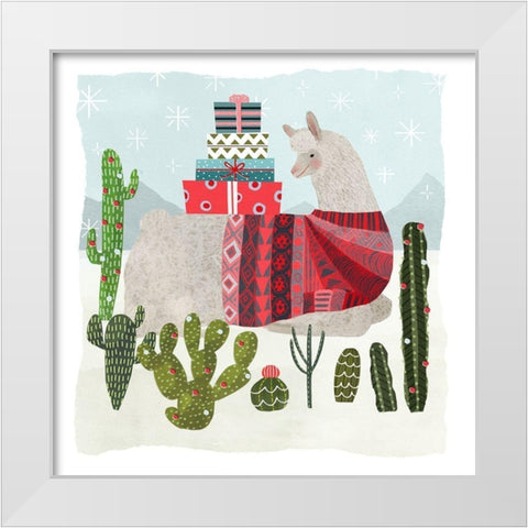 Holiday Llama III White Modern Wood Framed Art Print by Borges, Victoria