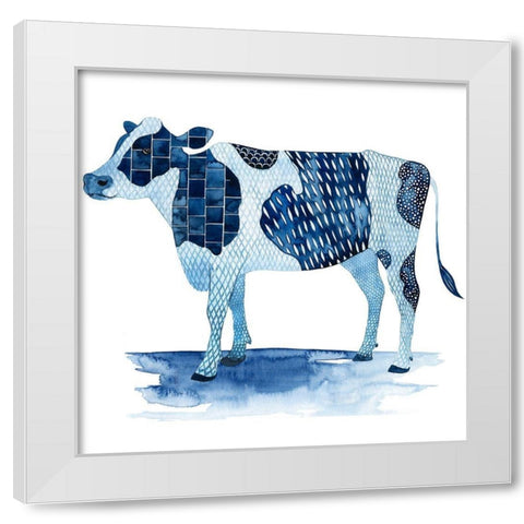 Cobalt Farm Animals I White Modern Wood Framed Art Print by Popp, Grace