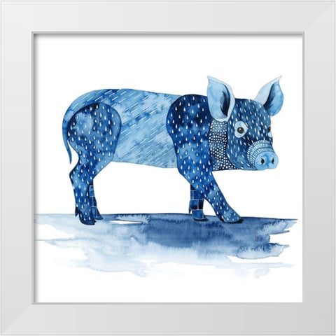 Cobalt Farm Animals II White Modern Wood Framed Art Print by Popp, Grace