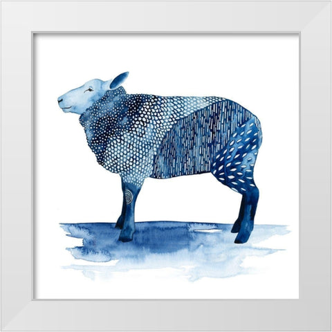 Cobalt Farm Animals III White Modern Wood Framed Art Print by Popp, Grace