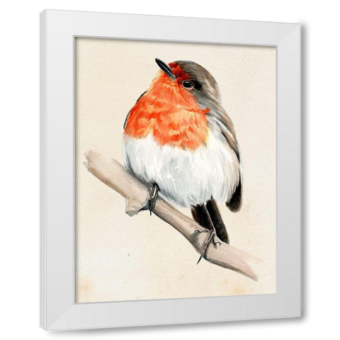 Little Bird on Branch IV White Modern Wood Framed Art Print by Parker, Jennifer Paxton