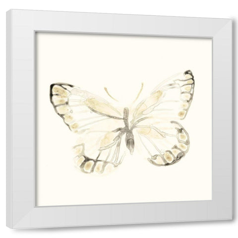 Sepia Butterfly Impressions I White Modern Wood Framed Art Print by Vess, June Erica