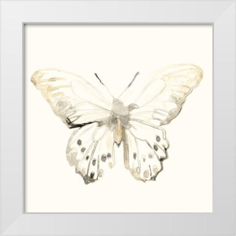 Sepia Butterfly Impressions II White Modern Wood Framed Art Print by Vess, June Erica