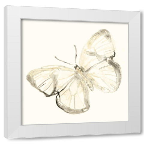 Sepia Butterfly Impressions III White Modern Wood Framed Art Print by Vess, June Erica