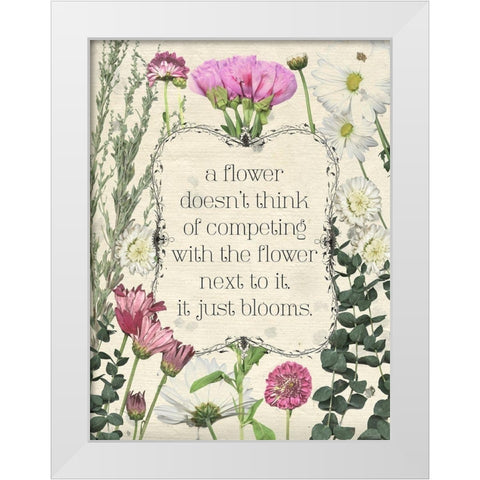 Pressed Floral Quote III White Modern Wood Framed Art Print by Popp, Grace