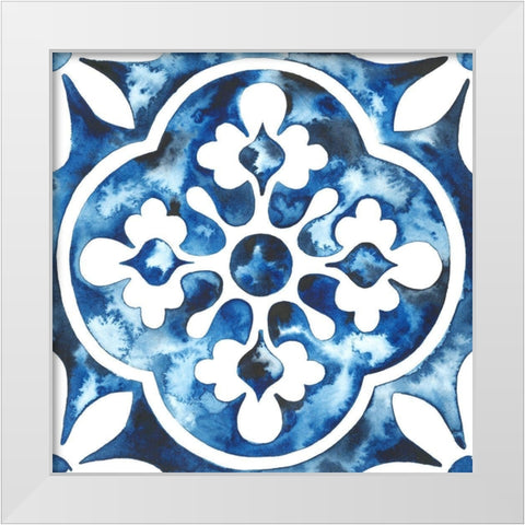 Cobalt Tile I White Modern Wood Framed Art Print by Popp, Grace