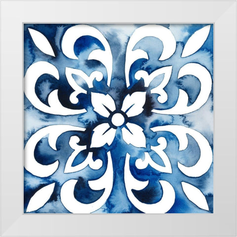 Cobalt Tile II White Modern Wood Framed Art Print by Popp, Grace