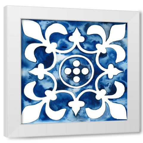 Cobalt Tile III White Modern Wood Framed Art Print by Popp, Grace