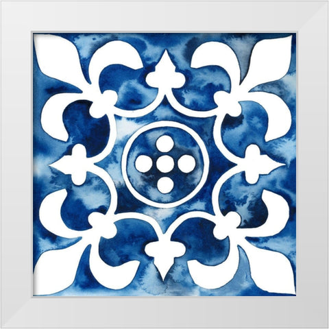 Cobalt Tile III White Modern Wood Framed Art Print by Popp, Grace