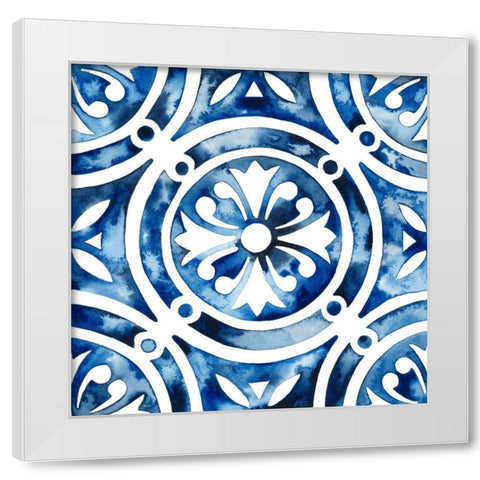Cobalt Tile IV White Modern Wood Framed Art Print by Popp, Grace
