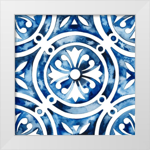 Cobalt Tile IV White Modern Wood Framed Art Print by Popp, Grace