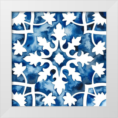 Cobalt Tile V White Modern Wood Framed Art Print by Popp, Grace