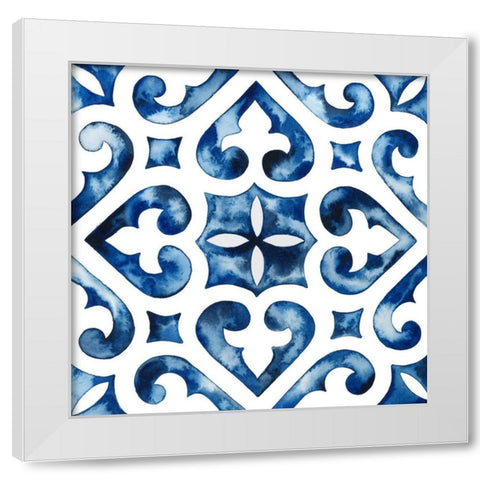 Cobalt Tile VI White Modern Wood Framed Art Print by Popp, Grace
