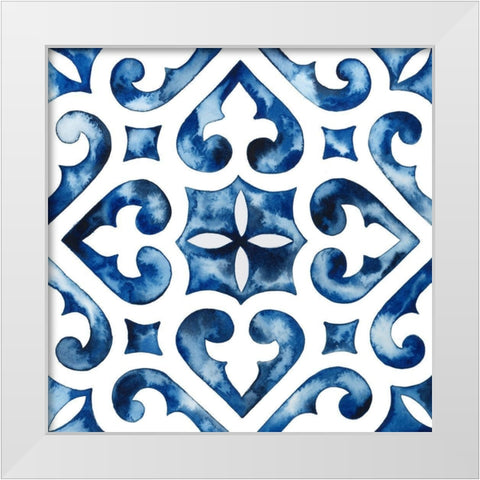 Cobalt Tile VI White Modern Wood Framed Art Print by Popp, Grace
