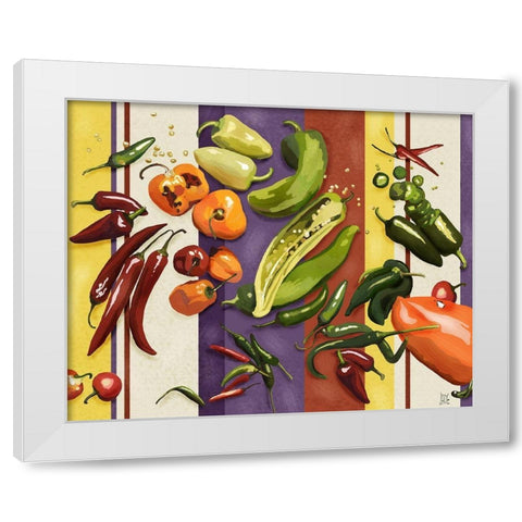 Sarape Peppers I White Modern Wood Framed Art Print by Reynolds, Jade