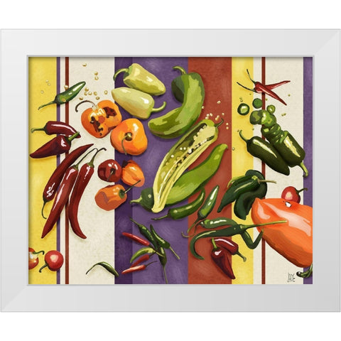 Sarape Peppers I White Modern Wood Framed Art Print by Reynolds, Jade