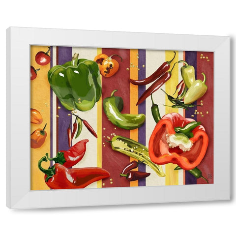 Sarape Peppers II White Modern Wood Framed Art Print by Reynolds, Jade