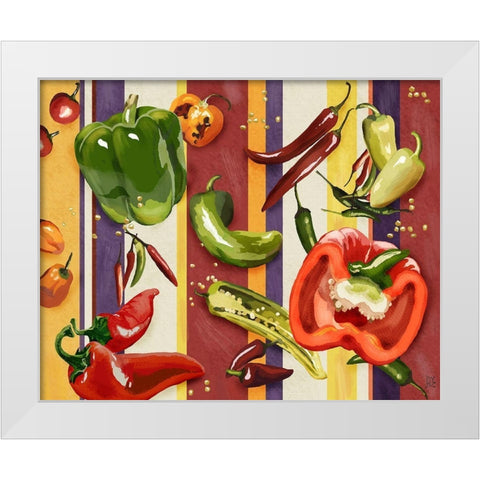 Sarape Peppers II White Modern Wood Framed Art Print by Reynolds, Jade